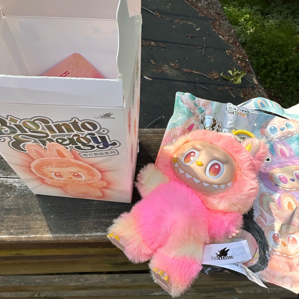 Plush Pink Monster Keychain - Pink Fur Accessory